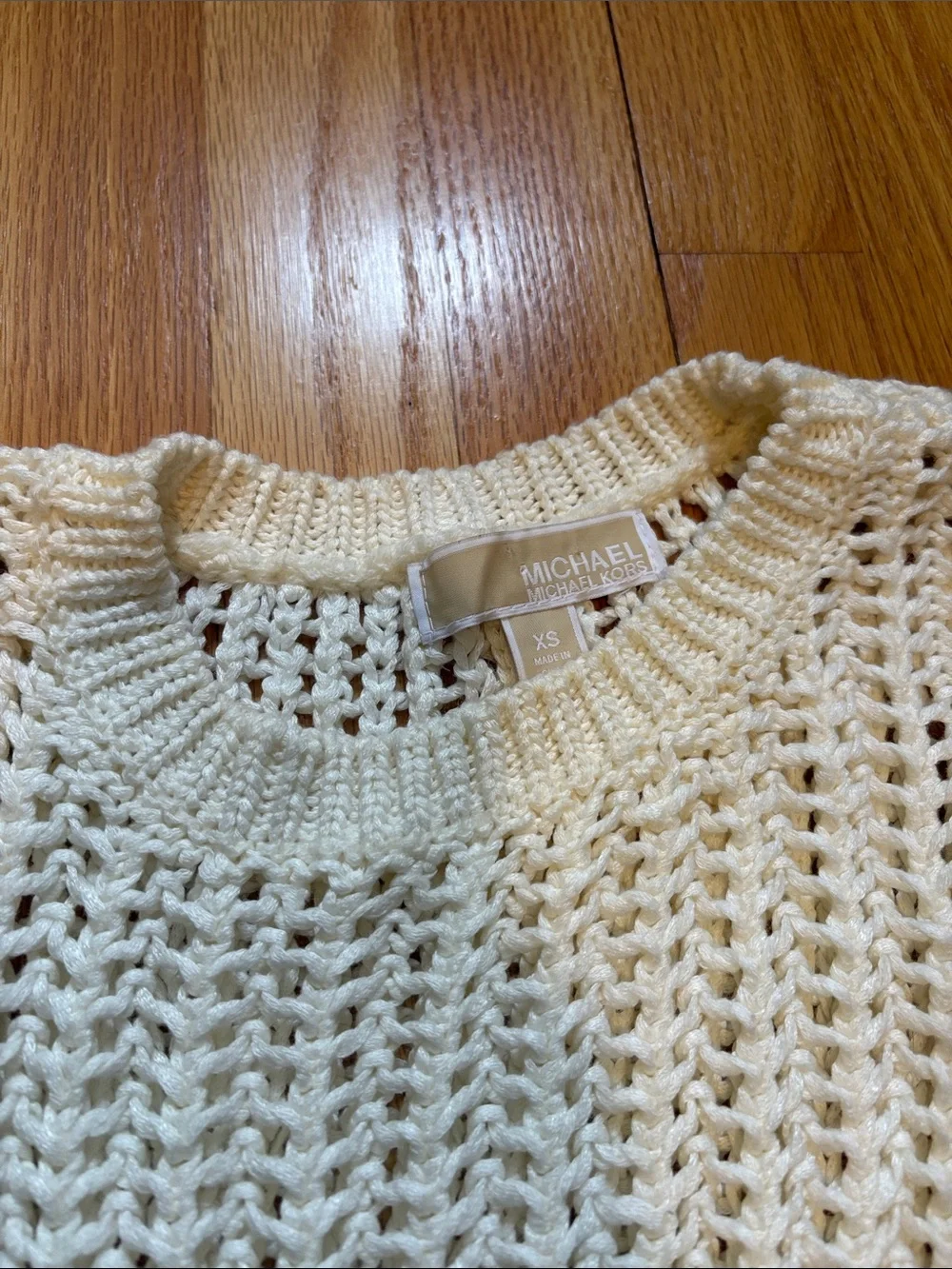 Michael kors Cream Open-Knit Layered Hem Sweater